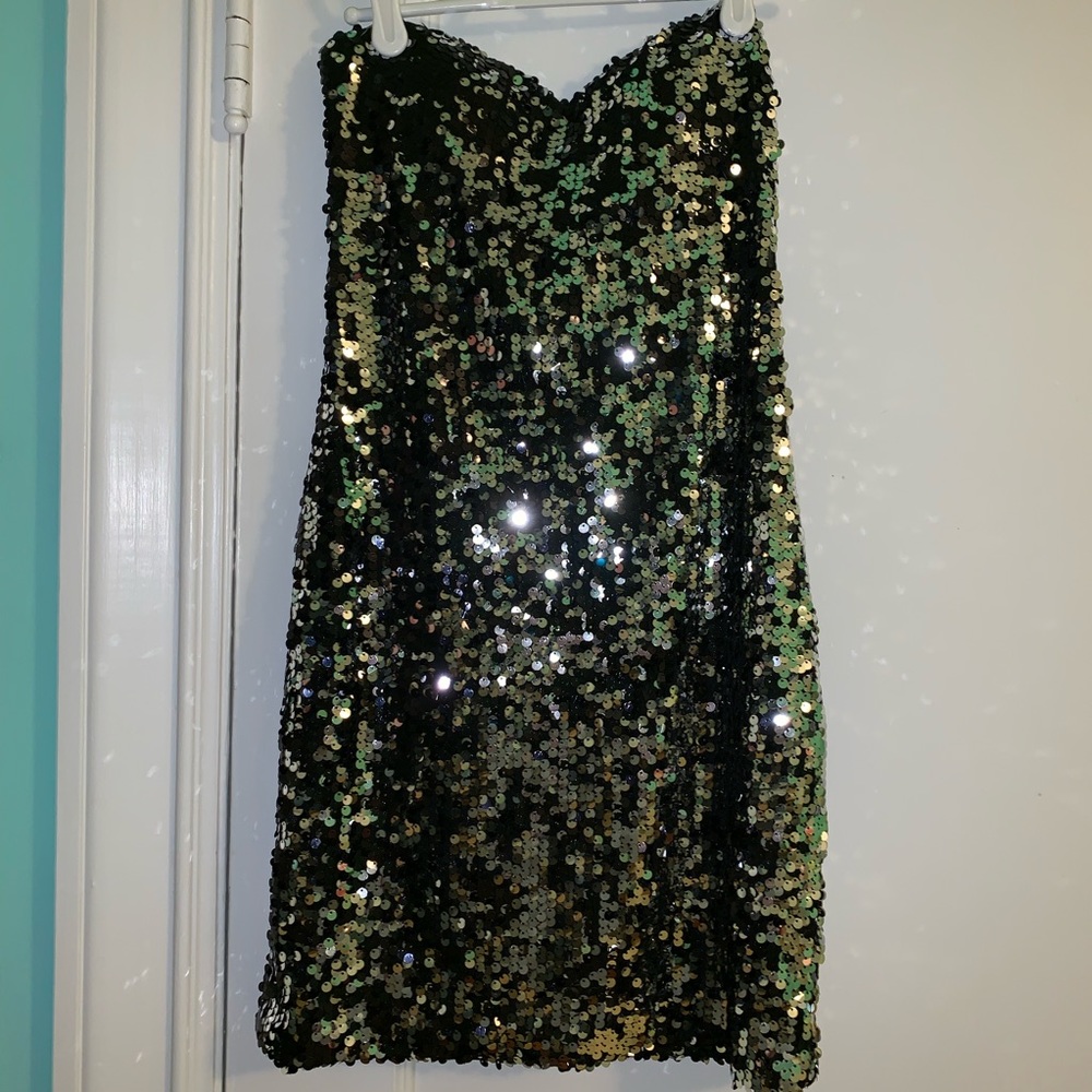 Strapless sequin dress